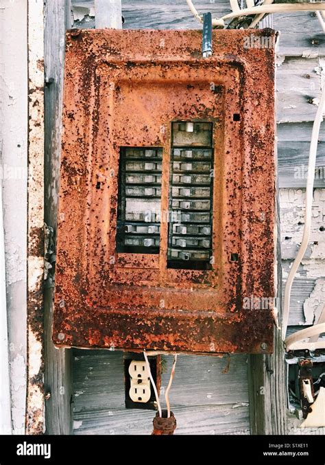 electrical box rust outside|old electrical panel boxes.